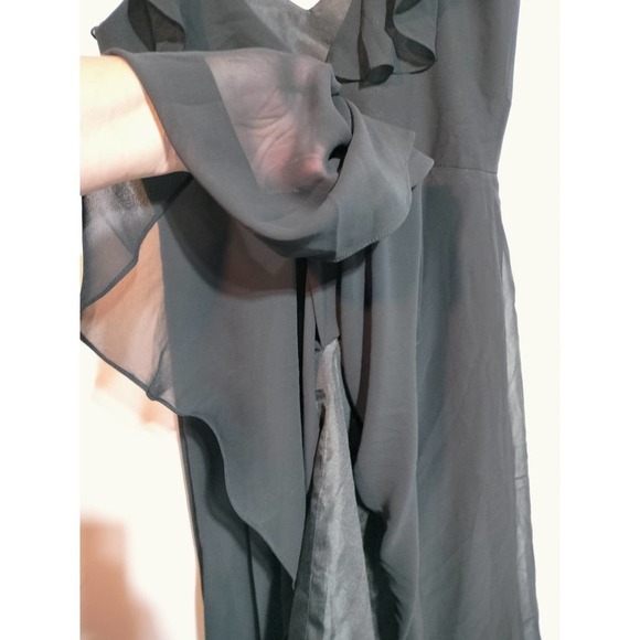 Jenny Yoo Kelli Formal Gown midi Dress Off the shoulder black chiffon size 8 - Picture 8 of 11